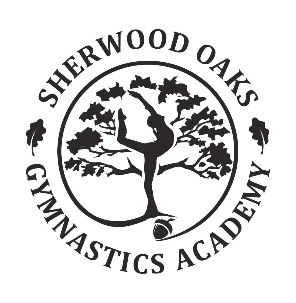 Sherwood Oaks Gymnastics Academy Logo - Black Text on Transparent Background